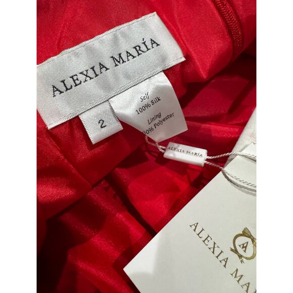 Alexia María Red Blair One Shoulder Silk Faille Mini Cocktail Dress Size 2 - Picture 2 of 7